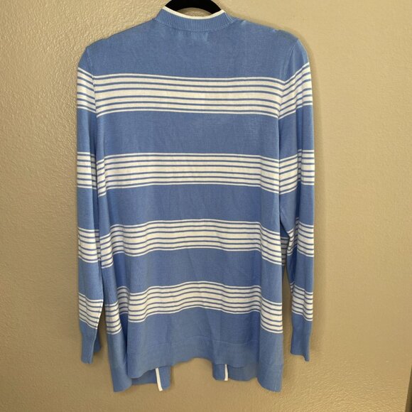 NWT Verve Ami Womens Open Front Cardigan XL Bel Air Blue Striped Lightweight - Picture 3 of 7